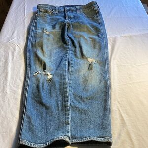 Lucky Brand Women's Distressed Blue Straight Leg Jeans